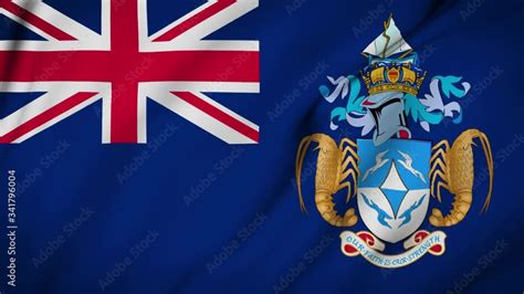 Tristan Da Cunha Flag Is Waving 3D Animation Tristan Da Cunha Flag