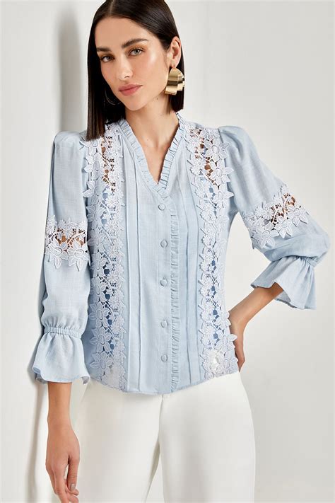 Camisa Dubai F Azul Ideias Fashion Design De Tecido Blusas Femininas