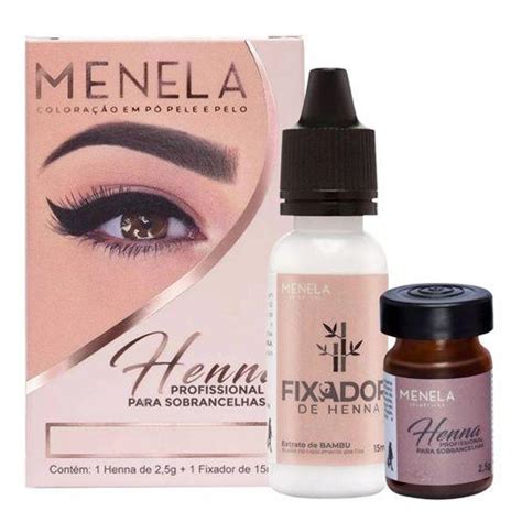 Kit Henna Para Sobrancelhas Menela 2 5 G Castanho Medio Tinta E