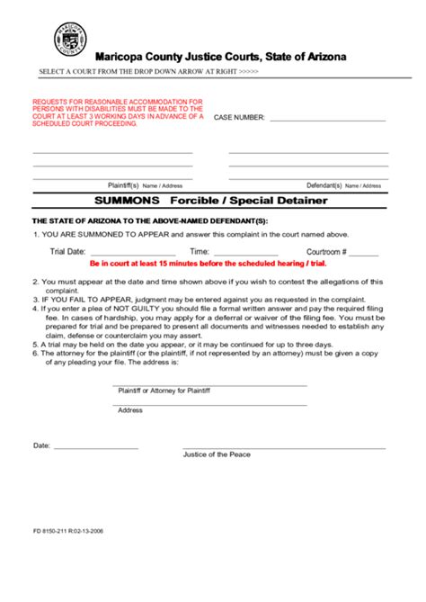 Fillable Maricopa County Justice Courts Form Printable Pdf Download ...