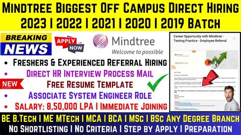 Mindtree Biggest Hiring Update Mindtree OFF Campus Drive 2023 2022