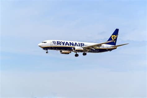 Ryanair Boeing 737 8as Plane Landing At Barcelona Airport Editorial