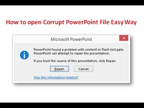 How To Repair Corrupt Powerpoint Presentation Youtube