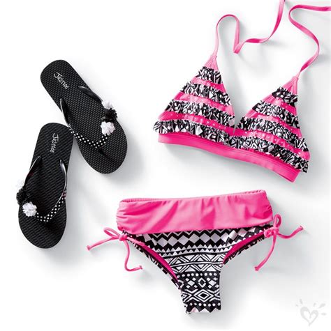 Tribal Ruffle Bikini Swimsuit And 3d Flower Flip Flops Justice Girls