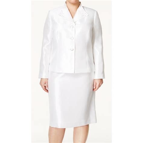 Shop Kasper New White Womens Size 16w Plus Embellished Skirt Suit Set Free Shipping Today