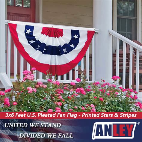 Us Pleated Fan Flag 15x3 Foot And 3x6 Foot Anley Flags