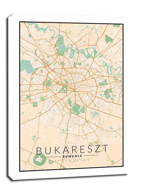 Obraz na płótnie GALERIA PLAKATU Bukareszt mapa kolorowa 40x60 cm