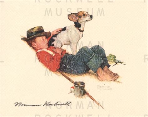 Boy And Dog Taking A Nap Norman Rockwell Signed Prints Norman