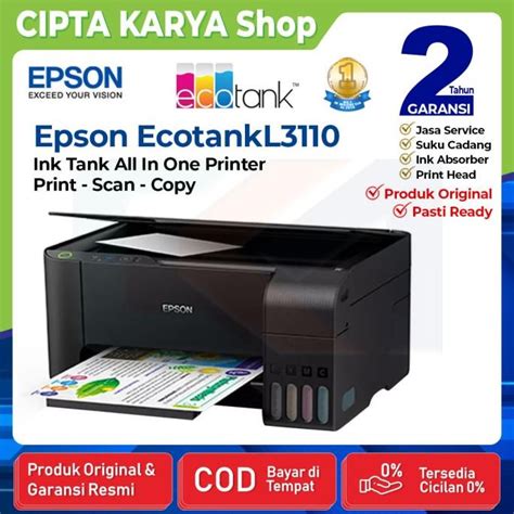 Jual Printer Epson L3110 Eco Tank All In One Pengganti L360 L 360 Indonesiashopee Indonesia