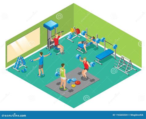 Isometric Fitness Concept Stock Vector Illustration Of People