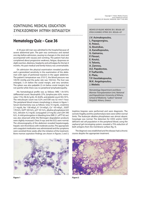 Pdf Hematology Quiz Case