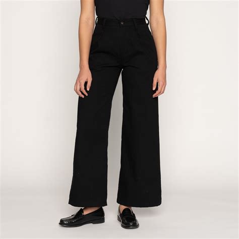 Wide Leg Trouser Rinsed Oxford Black Naked Famous Denim