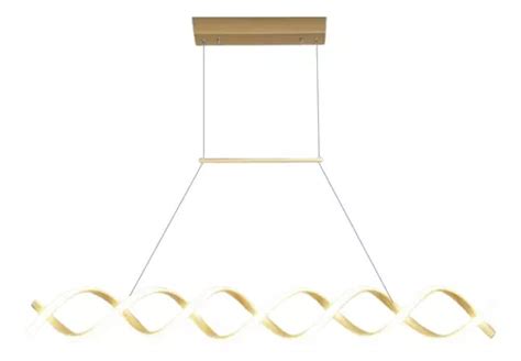 Lustre Pendente Led Espiral Dourado Bivolt 4000k Mesa Sala