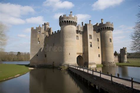 Medieval Castle With Drawbridge Lowered And Portcullis Raised