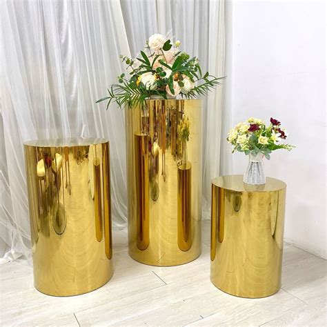 Gold Plated Wedding Metal Flower Stand Geometric Centerpiece Stand