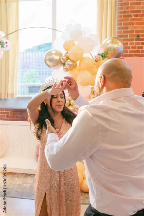 Happy Father Daughter Dance During Quinceanera Stock Photo Adobe Stock