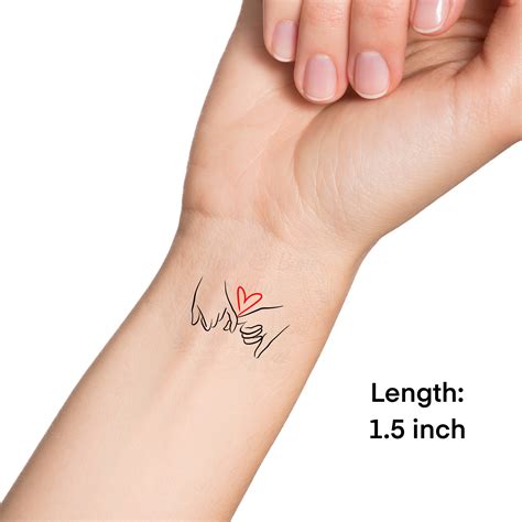 Pinky Promise Friendship Love Heart Outline Temporary Tattoo Sisters