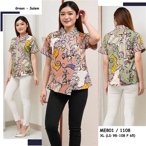 Jual Blouse Batik Wanita Reg JUMBO ME801 Shopee Indonesia