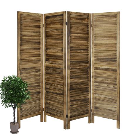 Hofitlead Panel Room Divider Folding Privacy Screen Ft Tall Brown