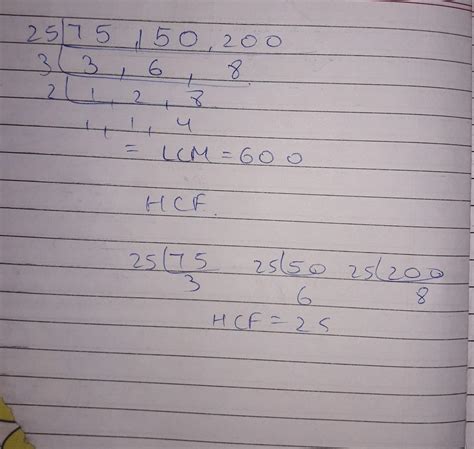 Find The Hcf And Lcm Of Each By Prime Factorisation Method I 75 150