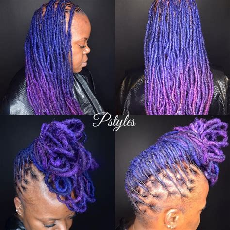 Ombré Violet Indigo Dyed Locs Medium Hair Styles Natural Hair Styles Long Hair Styles Natural