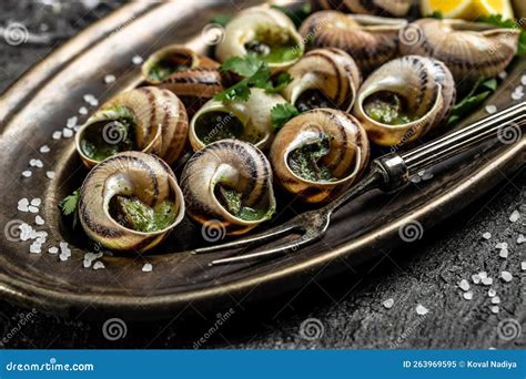 Snails Baked With Sauce Bourgogne Escargot Snails Baked Snails With