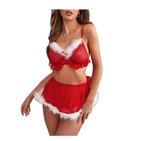 Sexy Dessous Weihnachtskost Me Damen Nachtw Sche Unterw Sche Babydoll