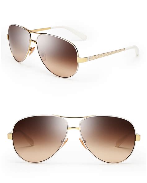 Lyst Tory Burch Aviator Sunglasses In Metallic