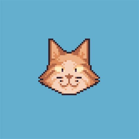 Vector Pixel Art Cat Head Cartoon Illustration 9635932 Vector Art At Vecteezy