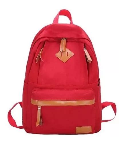 Mochila De Lona Feminina Masculina Escolar Lazer Cor Vermelho Mercadolivre