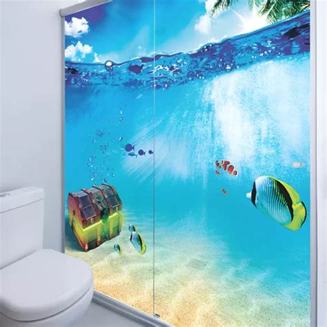 Adesivo Box Banheiro 3d Baú Mar Padrão 2 Folhas 75x200cm M10