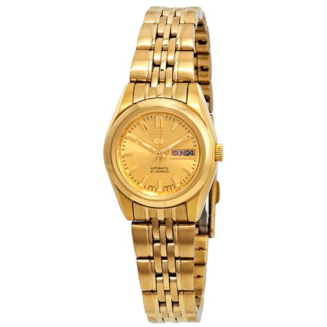 Seiko Open Box Seiko Series 5 Automatic Gold Dial Ladies Watch Syma38 Watches Seiko 5