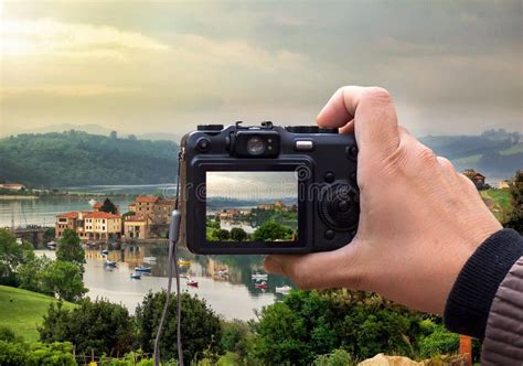 Landscape On The Rear Lcd Screen Digital Camera Stock Photo - Image ...