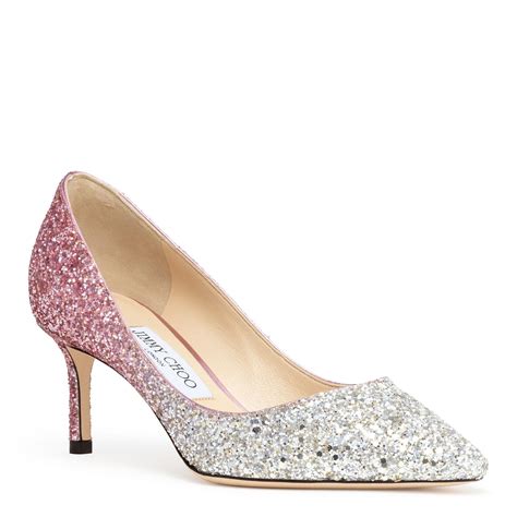 Jimmy Choo Leather Romy Silver Pink Glitter Pumps In Metallic Lyst