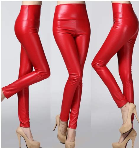 Autumn Winter Women Clothing Skinny Pu Leather Pencil Leggings Slim