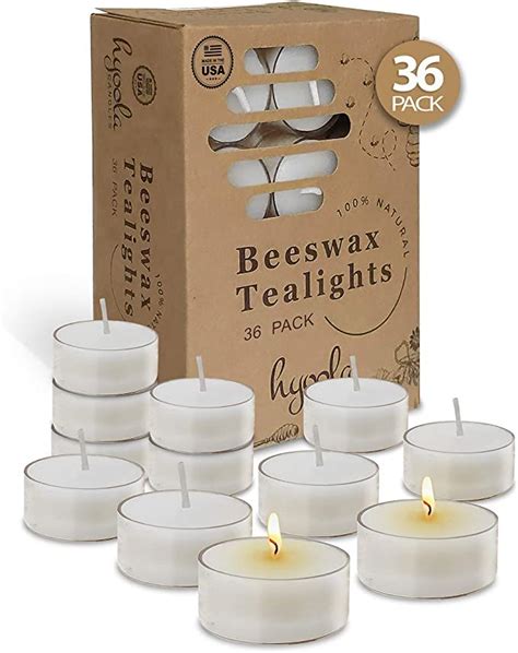 Hyoola Pure White Beeswax Tea Lights 36 Pack Handmade Decorative