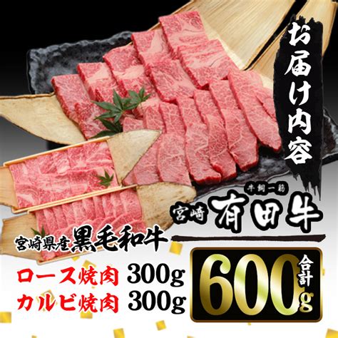 【楽天市場】【ふるさと納税】宮崎黒毛和牛焼肉セットロース・カルビ各300g国産 宮崎県産 黒毛和牛 ロース カルビ 焼肉 霜降り 和牛