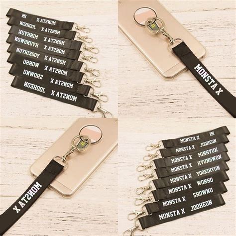 kpop monsta   laser lanyard strap keychain keyring cellphone