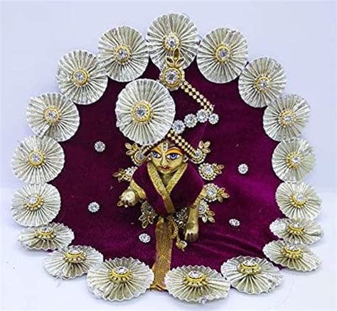 Beautiful Krishna Statue Poshak Set Peacock Designer Dress Laddu Gopal