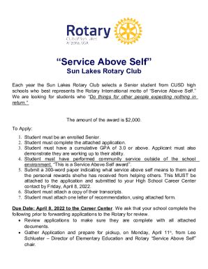 Fillable Online Rotary Our Motto Is Service Above Self Rotary Club