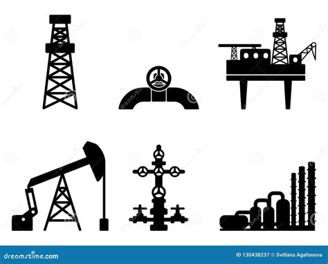 graphic black flat set  oil  gas vector icons  petroleum stock