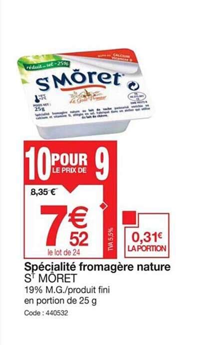 Promo Spécialité Fromagère Nature St Môret chez Promocash iCatalogue fr