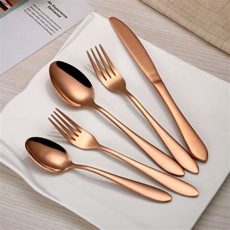 CLASSIK Mirror Polished 30 Piece Rose Gold Flatware Set Urban Kitchen