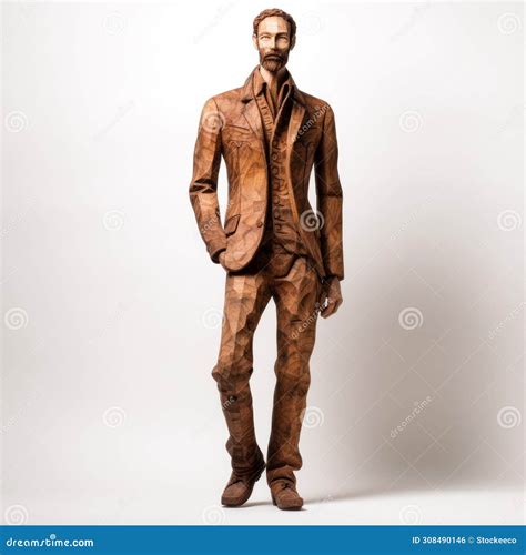 Handmade Wood Male Statue with Deconstructed Tailoring Stock ...