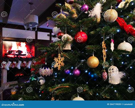 Decorated Christmas Tree in the Hotel Lobby Stock Photo - Image of ...