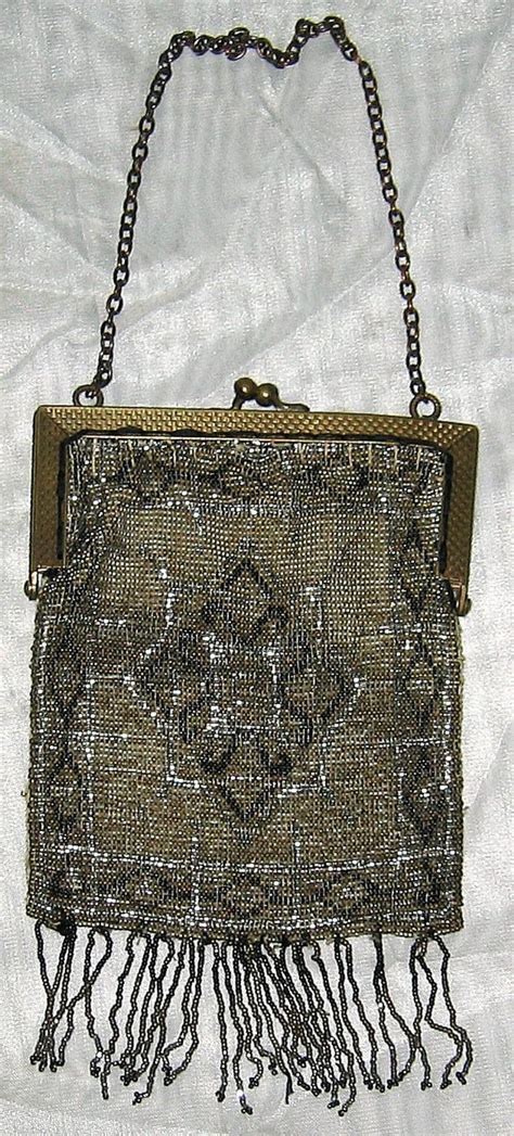 Antique Vintage Made In France Micro Beaded Metal Mesh Purse