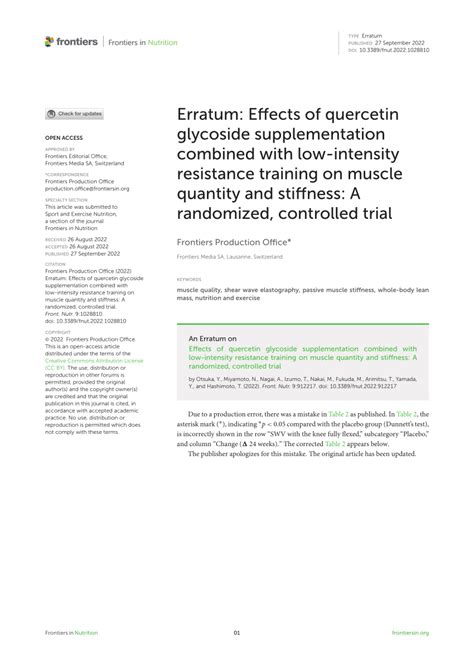 PDF Erratum Effects Of Quercetin Glycoside Supplementation Combined