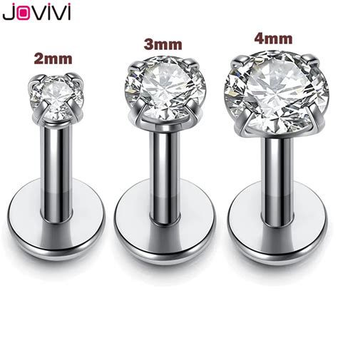 Jovivi Ga L Stainless Steel Cubic Zirconia Lip Ring Internally