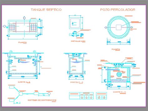 Tanque Séptico Y Pozo Percolador En Autocad Cad 23637 Kb Bibliocad