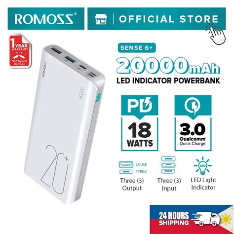 Romoss Sense Mah W Powerbank Fast Charging Li Ion Battery